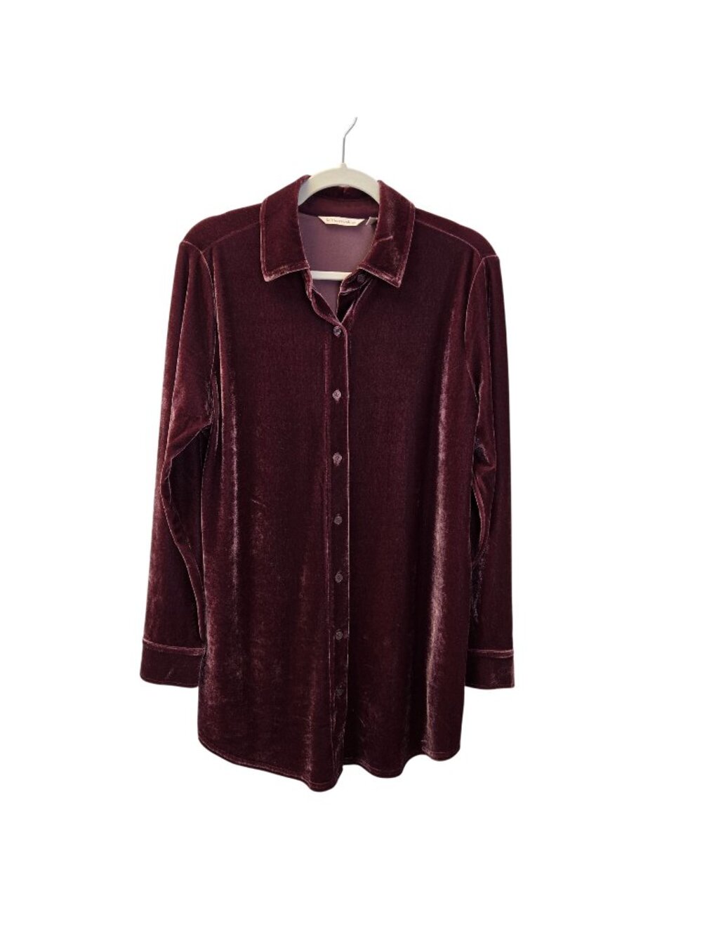 Soft Surroundings Crushed Velvet Button Down Shirt Size Small